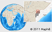Shaded Relief Location Map of Dolow, highlighted country, highlighted parent region