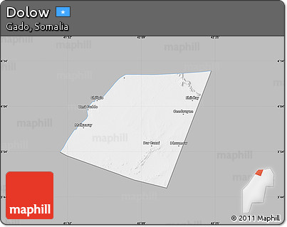 Gray Map of Dolow, single color outside