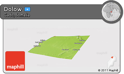 Physical Panoramic Map of Dolow, cropped outside