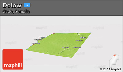 Physical Panoramic Map of Dolow, cropped outside