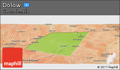 Physical Panoramic Map of Dolow, satellite outside