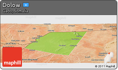 Physical Panoramic Map of Dolow, satellite outside