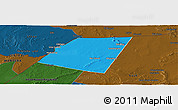 Political Panoramic Map of Dolow, darken