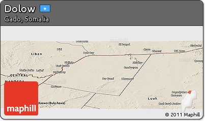 Shaded Relief Panoramic Map of Dolow