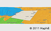 Shaded Relief Panoramic Map of Dolow, political outside