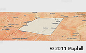 Shaded Relief Panoramic Map of Dolow, satellite outside