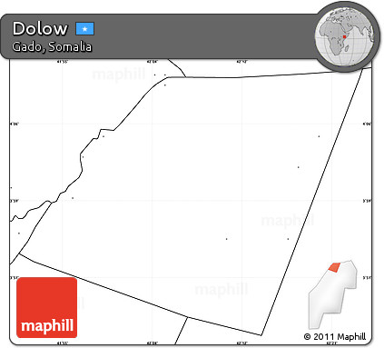 Blank Simple Map of Dolow, no labels