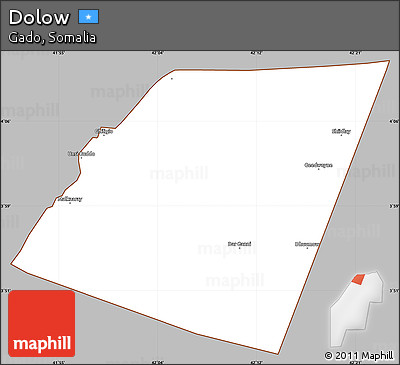 Gray Simple Map of Dolow, cropped outside
