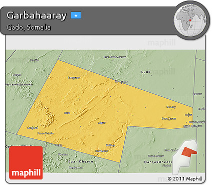 Savanna Style 3D Map of Garbahaaray