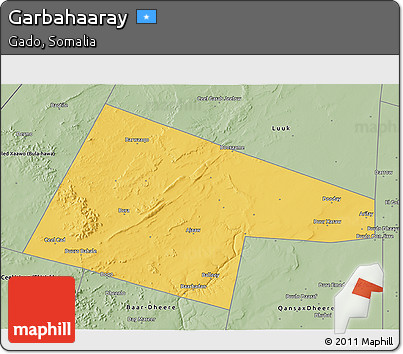 Savanna Style 3D Map of Garbahaaray