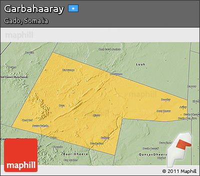 Savanna Style 3D Map of Garbahaaray