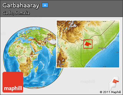 Physical Location Map of Garbahaaray