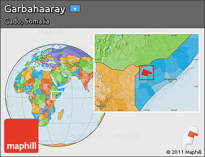 Political Location Map of Garbahaaray