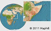 Satellite Location Map of Garbahaaray, within the entire country