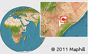 Satellite Location Map of Garbahaaray, highlighted parent region