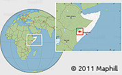 Savanna Style Location Map of Garbahaaray, highlighted country, within the entire country