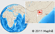 Shaded Relief Location Map of Garbahaaray, highlighted parent region