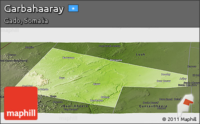 Physical Panoramic Map of Garbahaaray, darken