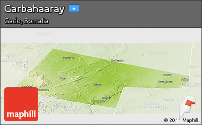 Physical Panoramic Map of Garbahaaray, lighten