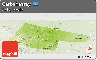 Physical Panoramic Map of Garbahaaray, lighten