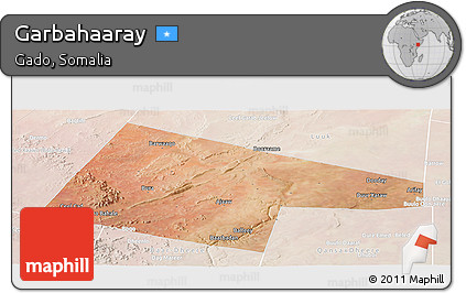Satellite Panoramic Map of Garbahaaray, lighten