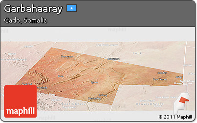 Satellite Panoramic Map of Garbahaaray, lighten