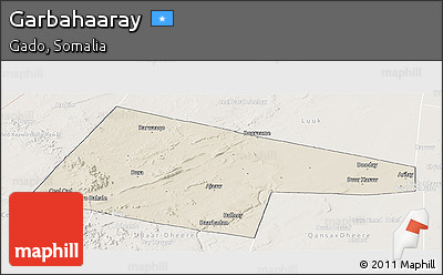 Shaded Relief Panoramic Map of Garbahaaray, lighten