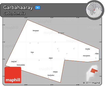 Gray Simple Map of Garbahaaray, cropped outside