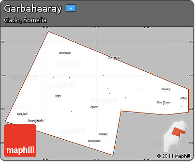 Gray Simple Map of Garbahaaray, cropped outside