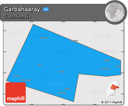 Political Simple Map of Garbahaaray, cropped outside