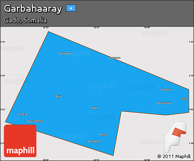 Political Simple Map of Garbahaaray, cropped outside