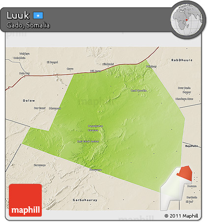 Physical 3D Map of Luuk, shaded relief outside
