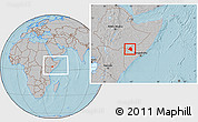 Gray Location Map of Luuk, within the entire country, hill shading