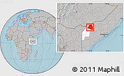 Gray Location Map of Luuk, highlighted parent region, hill shading