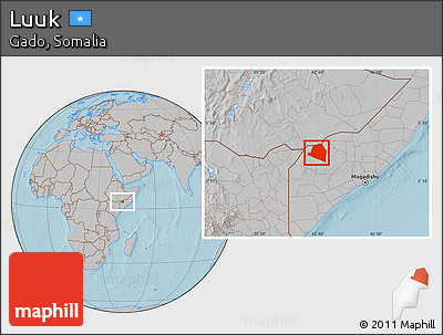 Gray Location Map of Luuk, hill shading