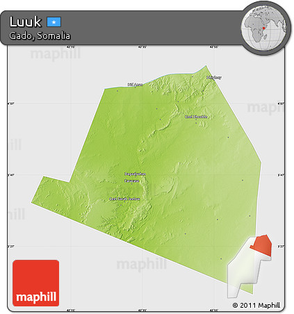 Physical Map of Luuk, single color outside