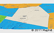 Shaded Relief Panoramic Map of Luuk, political outside