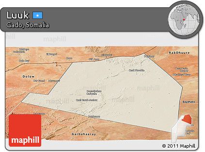 Shaded Relief Panoramic Map of Luuk, satellite outside