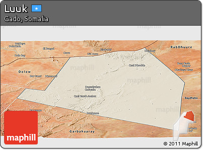 Shaded Relief Panoramic Map of Luuk, satellite outside