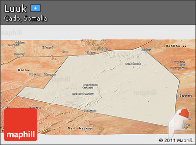 Shaded Relief Panoramic Map of Luuk, satellite outside