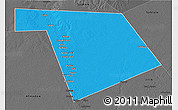 Political 3D Map of Bu'aale, darken, desaturated
