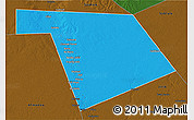 Political 3D Map of Bu'aale, darken
