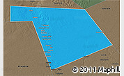 Political 3D Map of Bu'aale, darken, semi-desaturated