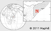 Blank Location Map of Bu'aale, highlighted country