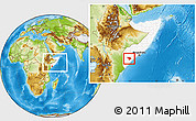 Physical Location Map of Bu'aale, highlighted country, within the entire country
