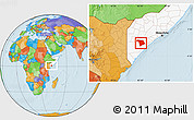 Political Location Map of Bu'aale, highlighted country