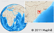 Shaded Relief Location Map of Bu'aale