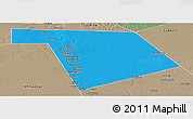 Political Panoramic Map of Bu'aale, semi-desaturated