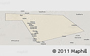 Shaded Relief Panoramic Map of Bu'aale, semi-desaturated