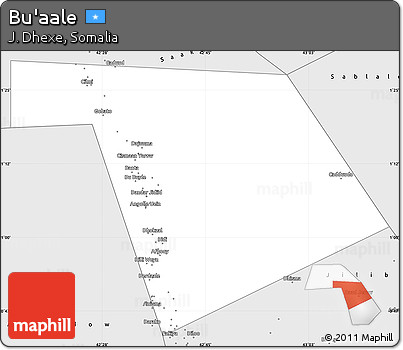 Silver Style Simple Map of Bu'aale